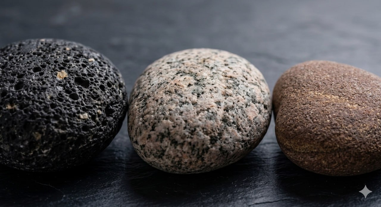 Close-up of natural stone textures and earth tones